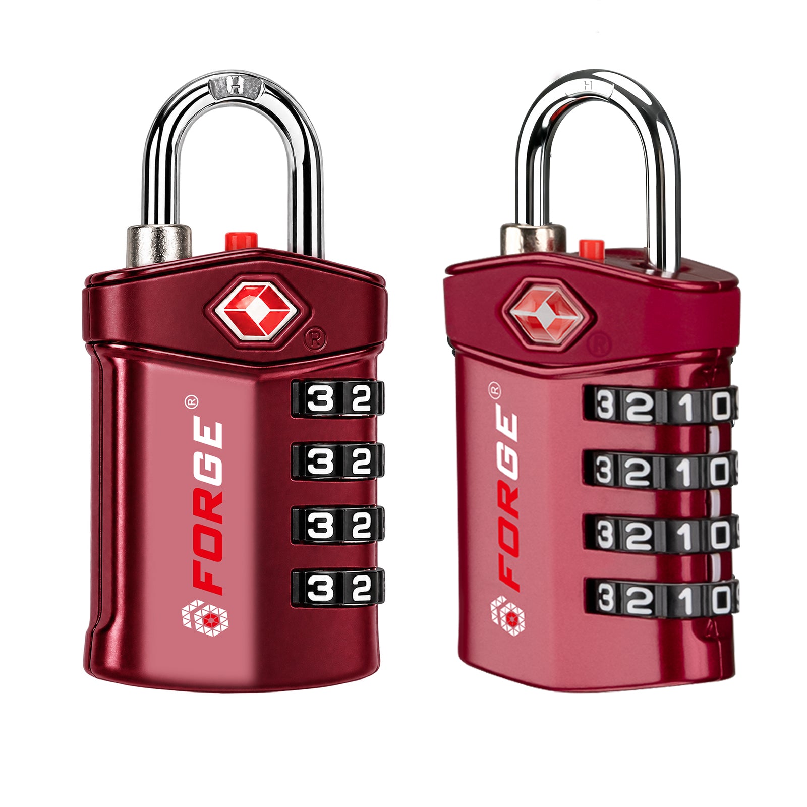 Forge Model Atlas 17019 Heavy Duty TSA Lock, 4-Digit & Open Alert, for Pelican Case, Gun Case, Locker (Red, 2-Pack )