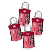 Forge Model Atlas 17019 Heavy Duty TSA Lock, 4-Digit & Open Alert, for Pelican Case, Gun Case, Locker (Red, 4-Pack )