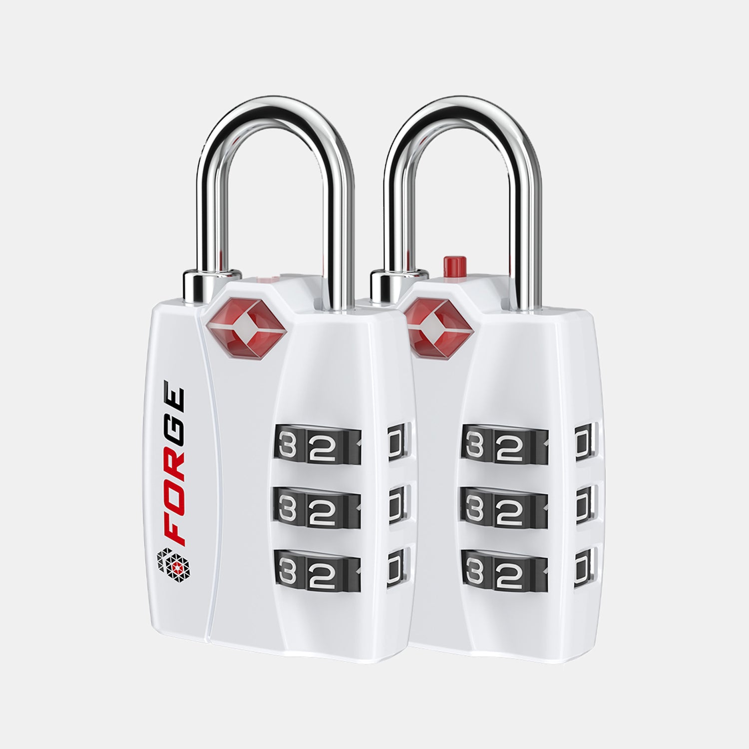 TSA-Approved Luggage Locks: 3-Digit Combination, Open Alert Indicator, White 2 Locks