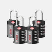 TSA Approved 4-Digit Combination Locks for Luggage and Suitcases. Open Alert, Alloy Body. Black 4 Locks