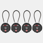 TSA Approved Round-Shaped Luggage Lock: Combination, Easy to Set, Use. Black 4 Locks