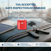 Candado para equipaje con llave de puntos aprobado por la TSA - Llave TSA006, candado pequeño ultraseguro. Rojo, 2 candados.