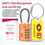 Forge 4-Digit TSA Cable Lock with Global TSID Luggage Tracking Tags (Orange, 2-Pack)