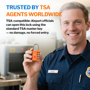 New431B_Dual-Opening TSA Approved Luggage Lock: Key or Combination Access, Heavy Duty. 2 Orange Locks