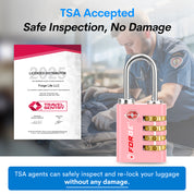 Dual-Opening TSA Approved Luggage Lock: Key or Combination Access, Heavy Duty. 2 Pink Locks