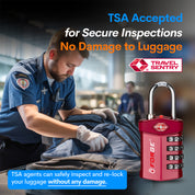 TSA Approved 4-Digit Combination Locks for Luggage and Suitcases. Open Alert, Alloy Body. Red 2 Locks