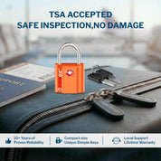Candado para equipaje con llave de puntos aprobado por la TSA - Llave TSA006, candado pequeño ultraseguro. Naranja, 4 candados.