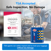 Dual-Opening TSA Approved Luggage Lock: Key or Combination Access, Heavy Duty. 2 Blue Locks