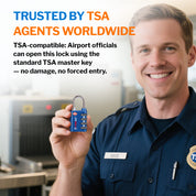 New431B_Dual-Opening TSA Approved Luggage Lock: Key or Combination Access, Heavy Duty. 2 Blue Locks