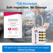 Candado para equipaje de doble apertura aprobado por la TSA: acceso con llave o combinación, resistente. 2 candados blancos.