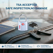 Candado para equipaje con llave de puntos aprobado por la TSA - Llave TSA006, candado pequeño ultraseguro. Plateado, 2 candados.