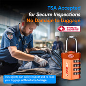 TSA Approved 4-Digit Combination Locks for Luggage and Suitcases. Open Alert, Alloy Body. Orange 4 Locks