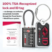Forge 4-Digit TSA Cable Lock with Global TSID Luggage Tracking Tags (Black, 2-Pack)