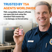 Dual-Opening TSA Approved Luggage Lock: Key or Combination Access, Heavy Duty. 2 Pink Locks