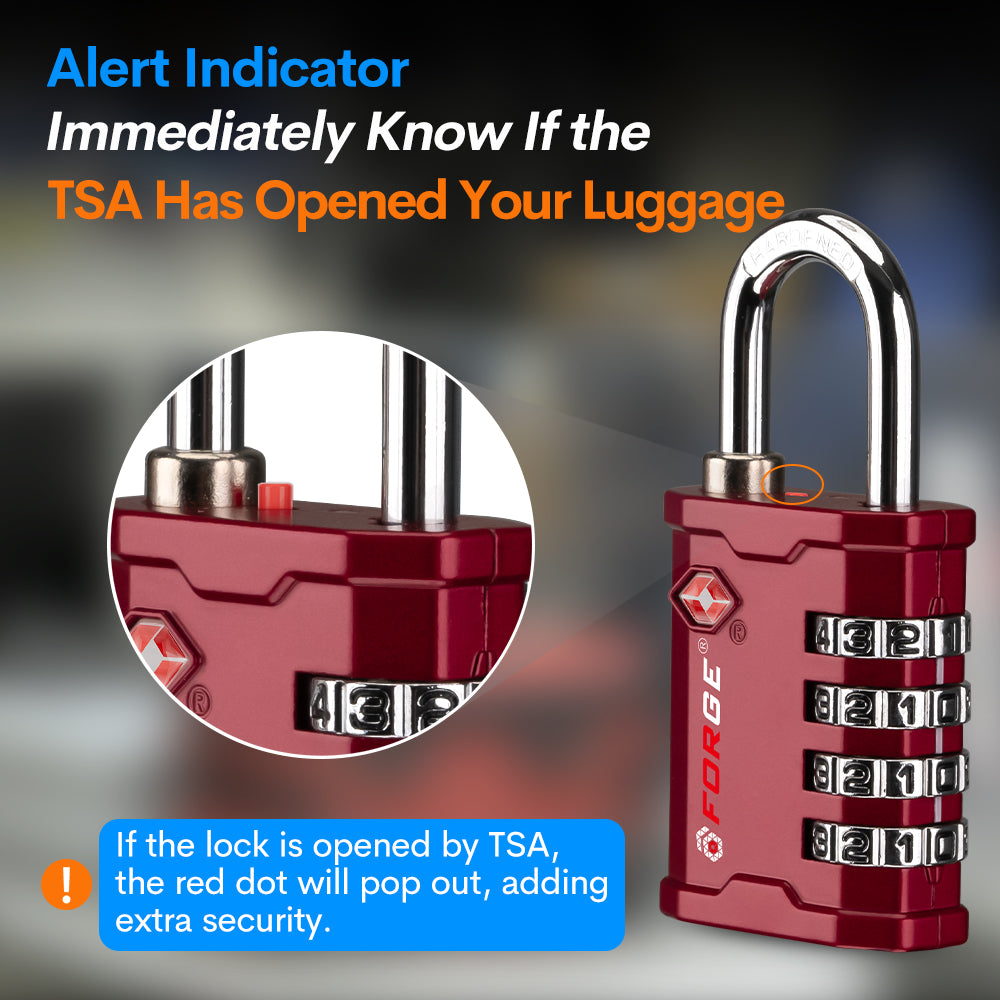 Forge Heavy Duty TSA Approved Lock for Toolbox and Case with TSA006 Key Cylinder, Model Giant, Red 2 Locks.  Lifetime Warranty Included.