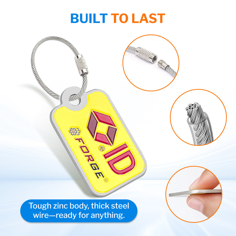 Forge TSID Travel Tag Lost and Found Luggage Tag - Yellow Big 2 Pack
