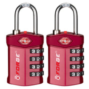 Candados de combinación de 4 dígitos aprobados por la TSA para equipaje y maletas. Alerta de apertura, cuerpo de aleación. Rojo, 2 candados.