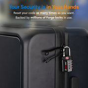 Forge TSA Approved 4-Digit Combination Locks for Luggage and Suitcases. Open Alert, Alloy Body. Black 20 Locks