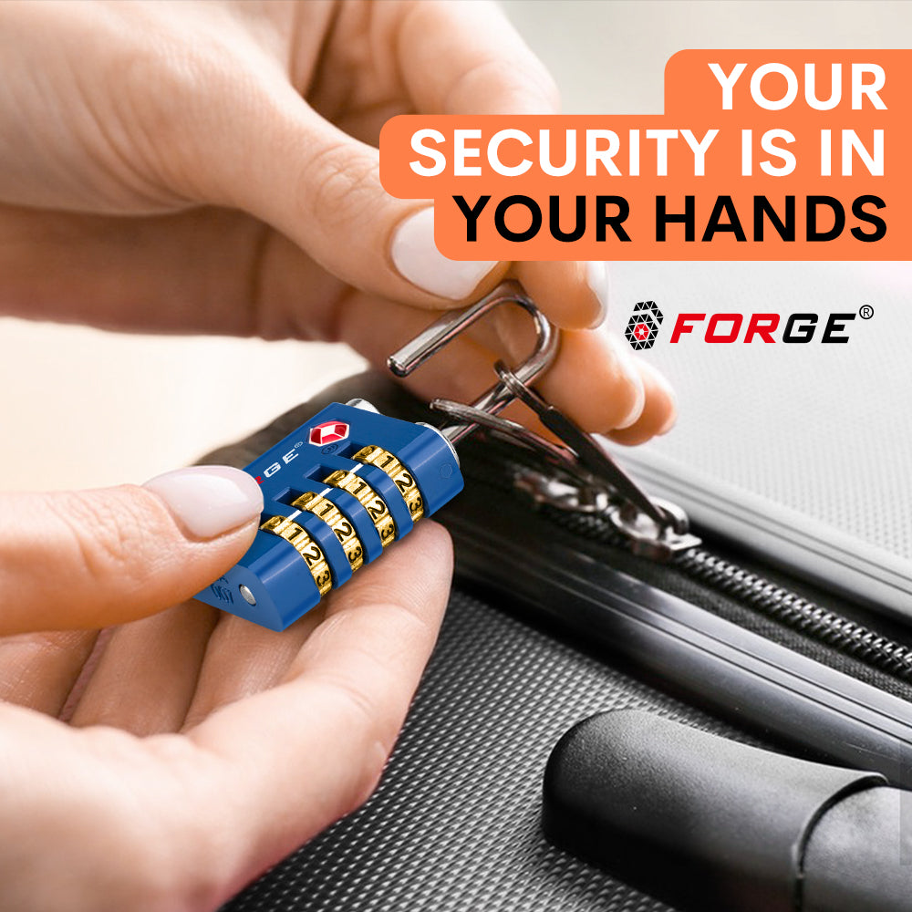 Dual-Opening TSA Approved Luggage Lock: Key or Combination Access, Heavy Duty. 2 Blue Locks