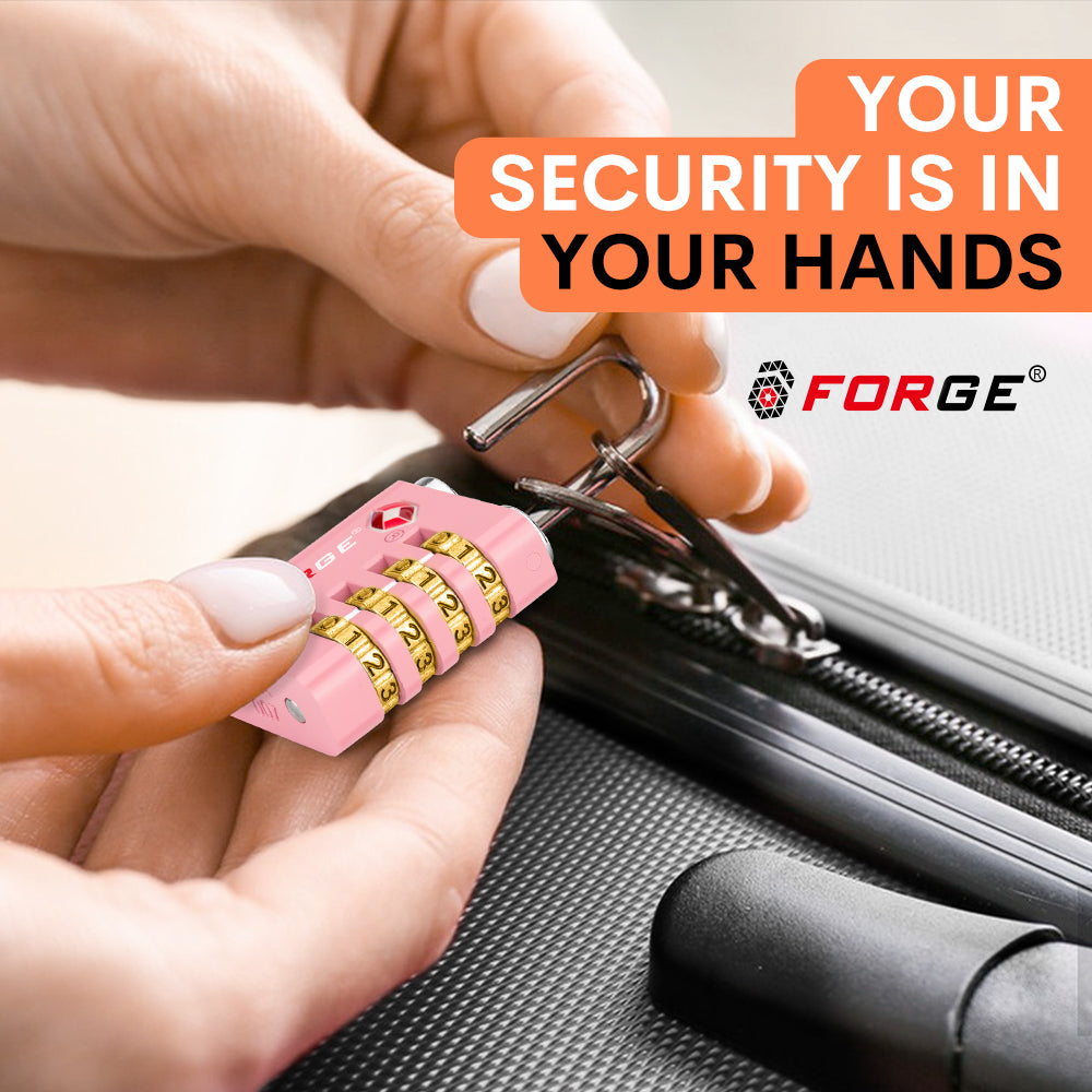 Dual-Opening TSA Approved Luggage Lock: Key or Combination Access, Heavy Duty. 2 Pink Locks