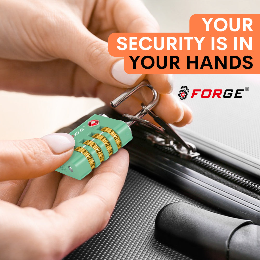 Dual-Opening TSA Approved Luggage Lock: Key or Combination Access, Heavy Duty. 2 Green Locks