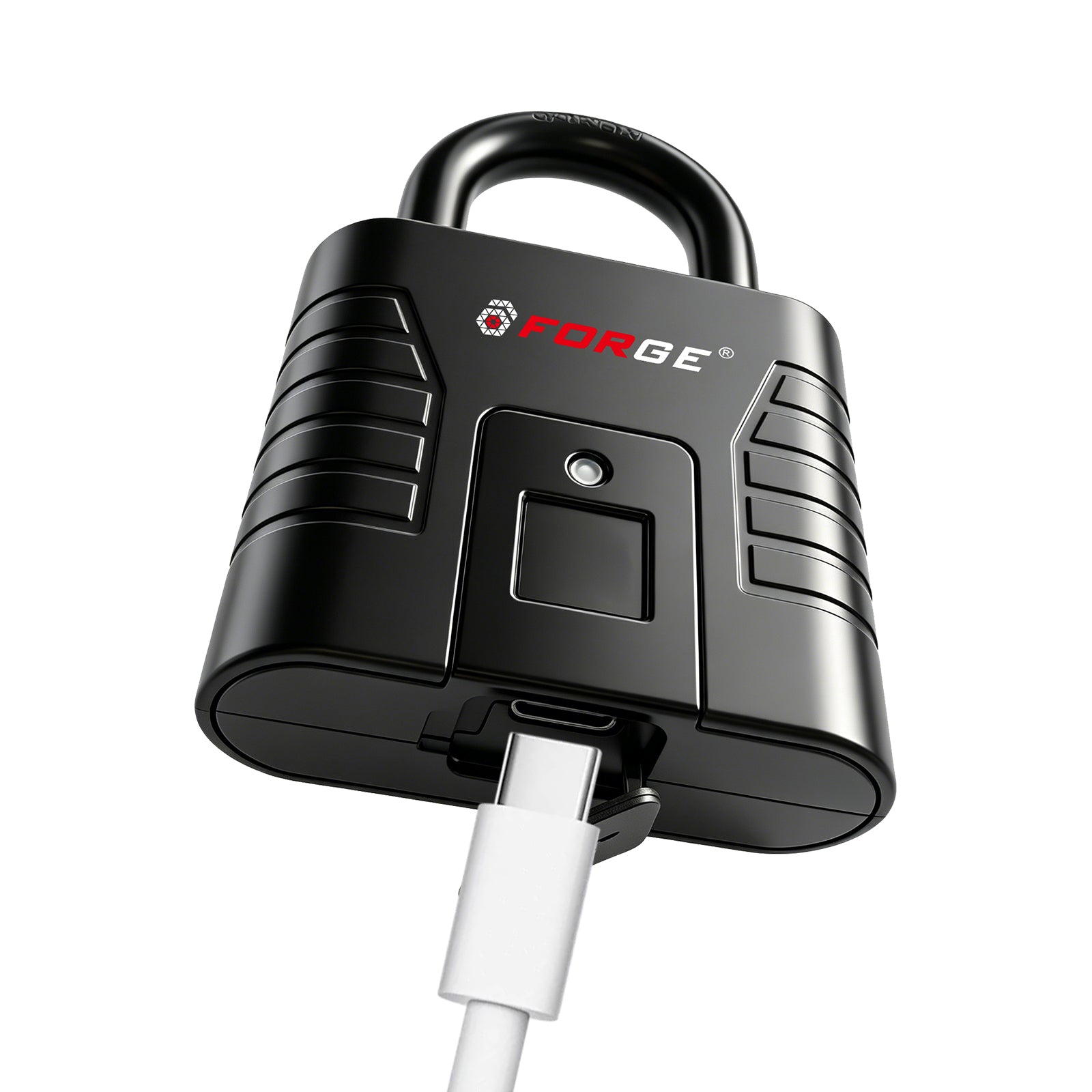 Forge Fingerprint Padlock, Unlock in Seconds – No App Needed Fingerprint Lock with All-Metal Build, Black 1 Pack