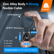 Forge TSA Approved Luggage Cable Lock with Anti-pick Dimple Keys(Black 15'', 2 Pack)