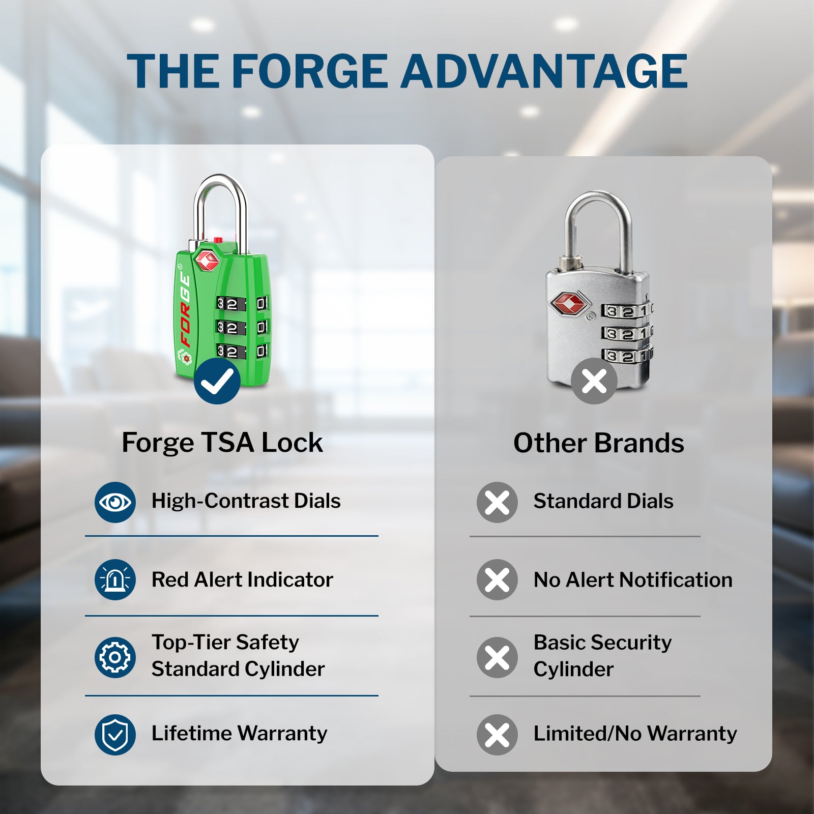 Lock With Alert Forge TSA Lock with Open Alert & Relock Protection | Green 2 Pack