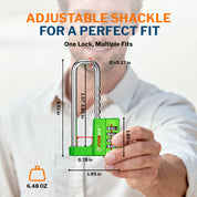 Forge Heavy-Duty Combination Lock, Waterproof & Adjustable Long Shackle (1.57"-3.85", Green)