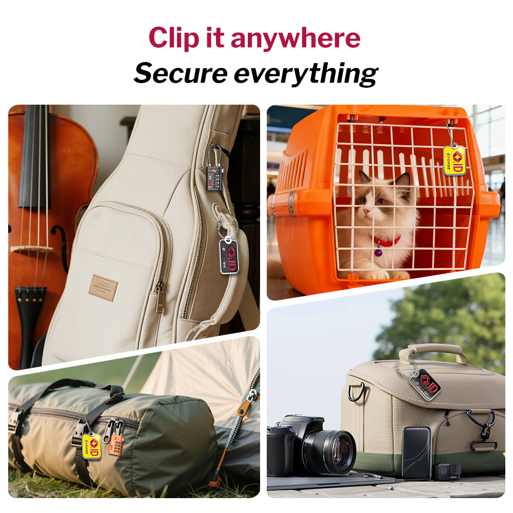 Forge 4-Digit TSA Cable Lock with Global TSID Luggage Tracking Tags (Orange, 2-Pack)