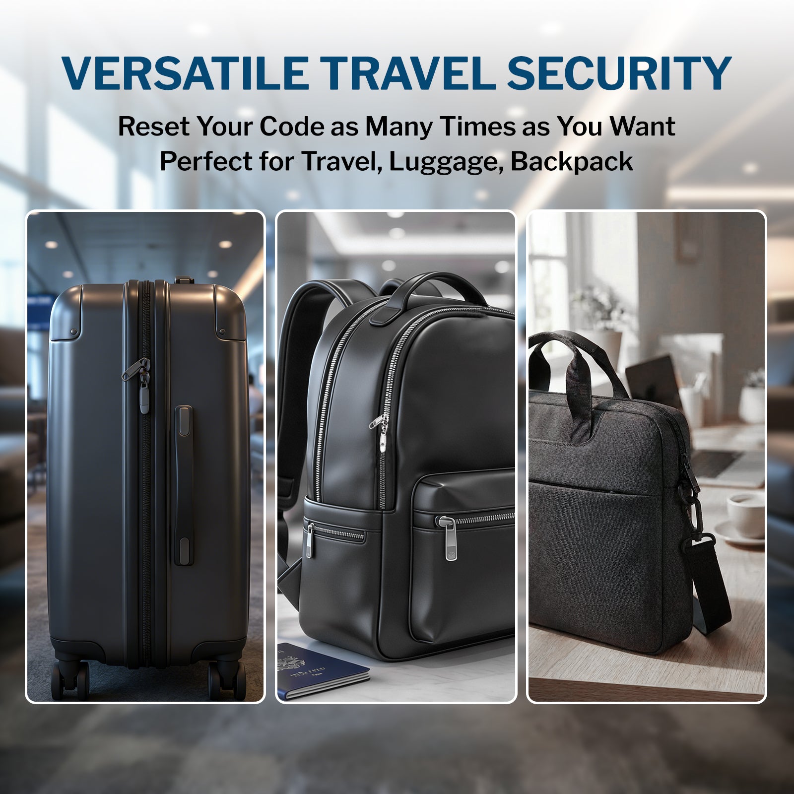 TSA-Approved Luggage Locks: 3-Digit Combination, Open Alert Indicator, Model Titan, Black 6 Locks