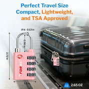 Dual-Opening TSA Approved Luggage Lock: Key or Combination Access, Heavy Duty. 2 Pink Locks