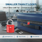 Candado para equipaje con llave de puntos aprobado por la TSA - Llave TSA006, candado pequeño ultraseguro. Rojo, 2 candados.