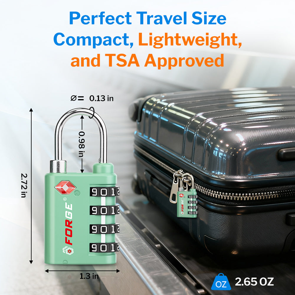 New431B_Dual-Opening TSA Approved Luggage Lock: Key or Combination Access, Heavy Duty. 2 Green Locks