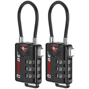 Forge TSA Approved Cable Luggage Lock, 3-Digit Flexible & Steel Wire (Black, 2-Pack)