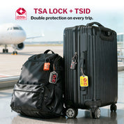 Forge 4-Digit TSA Cable Lock with Global TSID Luggage Tracking Tags (Black, 2-Pack)