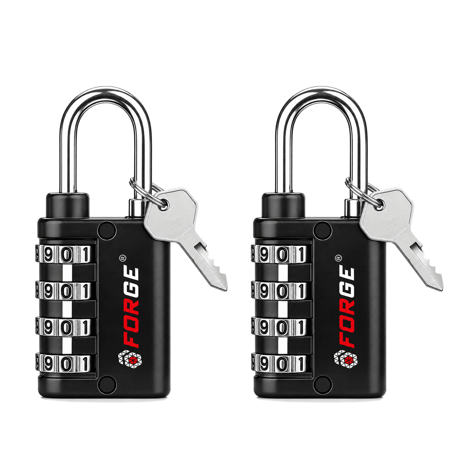 Forge Model Twin Guard HW-03, Dual-Access TSA Approved Lock - Heavy-Duty for Pelican Case, Toolbox, Suitcase, Camping. Black 2 Pack