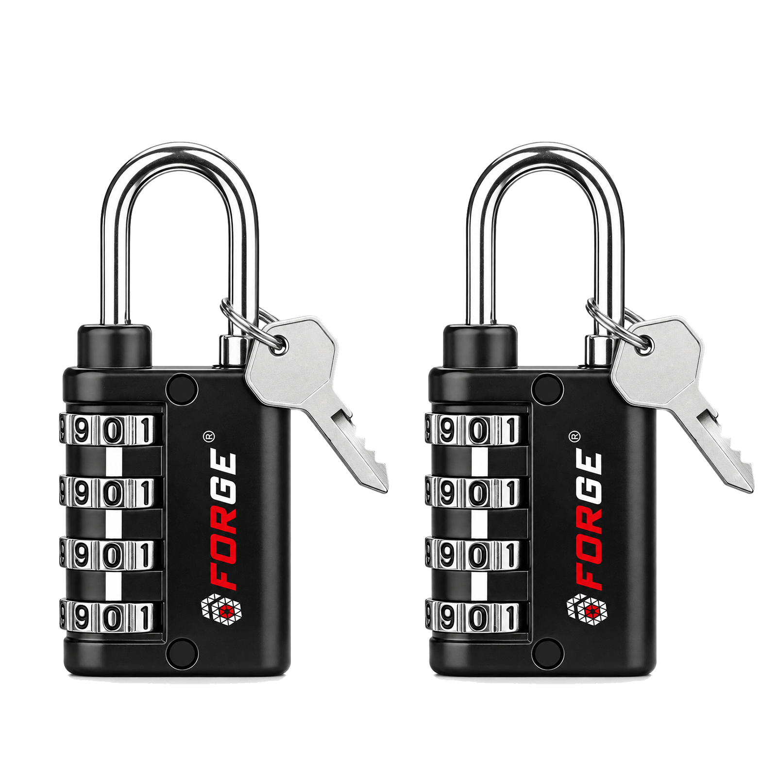 Forge Model Twin Guard HW-03, Dual-Access Lock - Heavy-Duty for Pelican Case, Toolbox, Suitcase, Camping. Black 2 Pack