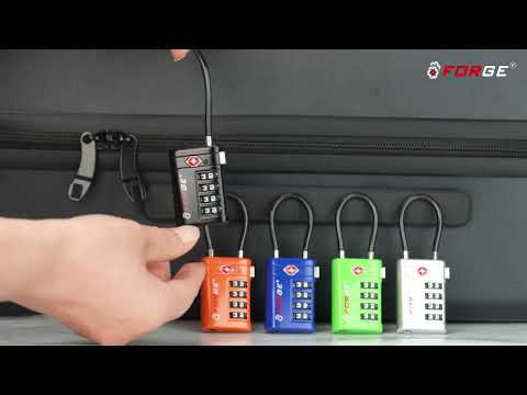 Candados para equipaje Forge aprobados por la TSA, con combinación de 4 dígitos, código TSA008, indicador de apertura, cuerpo de aleación de zinc. Aptos para maletas, mochilas y más. Color negro. Juego de 4 candados. 
